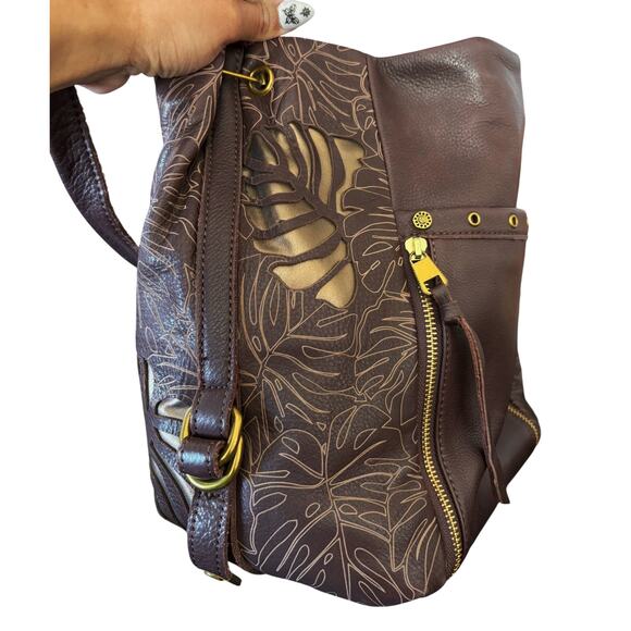 The Sak Womens Brown Leather Leaf Print Hobo Bag - Picture 3 of 13
